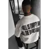Erkek Hell & Devil Kabaran Baskı Ekru Bisiklet Yaka Oversize Salas