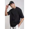 Erkek Siyah Basic Düz Baskısız Oversize Salas Boyfriend