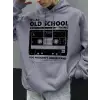 Eski Okul Tarzı Baskılı Erkek Kapüşonlu Sweatshirt Sonbahar Hip Hop Kapüşonlu Günlük Polar Sp