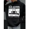 Eski Okul Tarzı Baskılı Erkek Kapüşonlu Sweatshirt Sonbahar Hip Hop Kapüşonlu Günlük Polar Sp