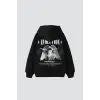 Evolution Baskılı Oversize Unisex Kapüşonlu Siyah