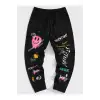 Expression & Letter Graphic Drawstring Waist Pants