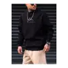 Extended Sizes Plus Letter Mountain Graphic Sweatshirt Siyah