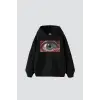 Eye Hallucination Baskılı Oversize Unisex Siyah