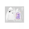 Family Time Yazılı Sevimli Anne Kedi Arka Baskılı Kapşonlu Sweatshirt