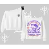Family Time Yazılı Sevimli Anne Kedi Arka Baskılı Kayık Yaka Sweatshirt