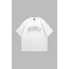 Favela Taş Baskılı Oversize Unisex Beyaz