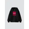 Feisty Baskılı Oversize Unisex Siyah