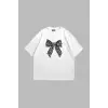 Fiyonk Leopar V2 Baskılı Oversize Unisex Beyaz
