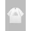 Flame Taş Baskılı Oversize Unisex Beyaz