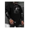 Flower Oversize Bisiklet Yaka Pamuklu Sweatshirt Siyah