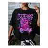 Göğüs Baskılı Oversize Kadın T-Shirt