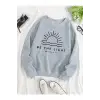 Göğüs Baskılı Üç İplik Ünisex Oversize Sweatshirt Gri