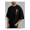 Göğüs Beach Baskılı Oversize Erkek T-Shirt