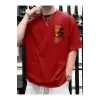 Göğüs Beach Baskılı Oversize Erkek T-Shirt