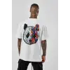 Göğüs Beach Baskılı Oversize Erkek T-Shirt