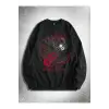 Goth Guys Slogan & Skull Print Pullover Siyah