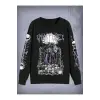Goth Letter & Skull Print Sweatshirt Siyah