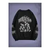 Goth Skull & Letter Graphic Thermal Lined Sweatshirt