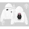 Gothic Cat Made in Hell Baskılı Sweatshirt Kapşonlu Crop Sweatshirt