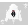 Gothic Cat Made in Hell Baskılı Sweatshirt Kapşonlu Crop Sweatshirt