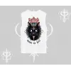 Gothic Cat Made in Hell Baskılı Sweatshirt Kolsuz Tshirt