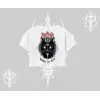 Gothic Cat Made in Hell Baskılı Sweatshirt Oversize Crop Tshirt
