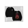Gotik Kedi Arka Baskılı Biskilet Sweatshirt