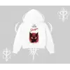 Gotik Kedi Arka Baskılı Kapşonlu Crop Sweatshirt