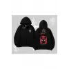 Gotik Kedi Arka Baskılı Kapşonlu Sweatshirt