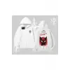 Gotik Kedi Arka Baskılı Kapşonlu Sweatshirt