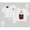 Gotik Kedi Arka Baskılı Oversize Crop Tshirt