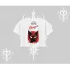 Gotik Kedi Arka Baskılı Oversize Crop Tshirt