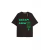 GROOM CREW Unisex Oversize Yazılı Tshirt SİYAH