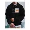 Hands Renkli Oversize Bisiklet Yaka Pamuklu Sweatshirt Siyah