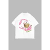 Happier Than Ever Baskılı Oversize Unisex Beyaz