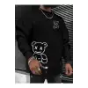 Happy Bear Oversize Bisiklet Yaka Pamuklu Sweatshirt Siyah