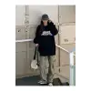 Harfli Grafik Düşük Sweat Siyah