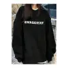 Harfli Grafik Düşük Sweat Siyah