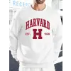 Harvard Est. 1636 Baskılı Erkek Sokak Sweatshirtü Polar Oversize Kazaklar Sonbahar Her Şeyle