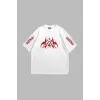 Holographic Red Baskılı Oversize Unisex Beyaz
