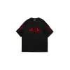 Holographic Red Baskılı Oversize Unisex Siyah