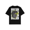 Invasion Siyah Oversize Unisex T-shirt