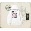 Kadın Berries Oversize Unisex Kapşonlu Sweatshirt Beyaz