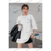 Kadın Beyaz Oversize Limited Time Baskılı