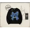 Kadın Borfend Oversize Unisex Bisiklet Yaka Sweatshirt Beyaz