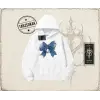 Kadın Borfend Oversize Unisex Kapşonlu Sweatshirt Beyaz