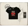 Kadın Cherry Perfection Leopar Kadın Baby Tee Beyaz