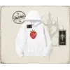 Kadın Çilek Disco Oversize Unisex Kapşonlu Sweatshirt Beyaz