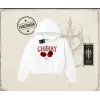Kadın Have a Nice Weekend Cherry Kadın Crop Kapşonlu Sweatshirt Beyaz